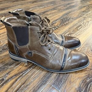 Steve Madden Harrisen P-Jack Men's Size 8.5 Cognac Brown Leather Dress Boot 8 .5